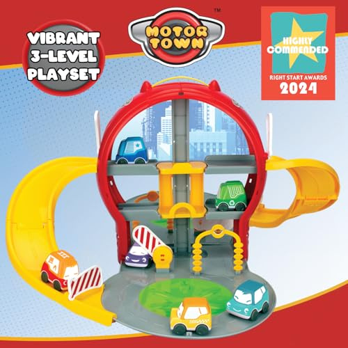 Motor Town My First Garage with Car | Three Levels, Multiple Slopes, Car Wash & Crash Barriers | Storage Case | Perfect Role Play for Little Hands | Suitable for Boys and Girls |18 months +
