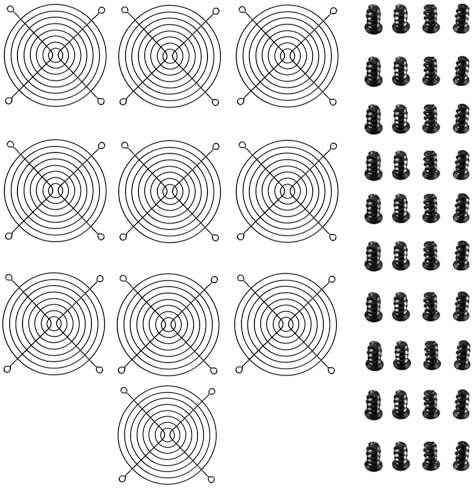 Nivithi Rejillas para Ventilador PC 120mm,Ventilador Grill Grille,Protección de Ventiladores de Ordenador,Rejilla de Ventilador de Refrigeración,Kit de 10,Negro.