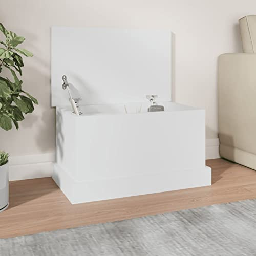 Chaduof Baúl de Almacenaje de Madera Contrachapada Blanco 50x30x28 cm - Banco Recibidor, Comedor, Cocina y Vestuario