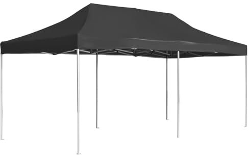 Gecheer Professionellt hopfällbart lusthus, i aluminium, hopfällbart lusthus, pergola, gardin, festtält, vattentät, hållbart utomhustlusthus, grillpaviljong, 6 x 3 m antracit