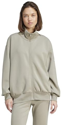 adidas Women's All SZN Soft Lux Loose Full-Zip Track Top, Silver Pebble, X-Large