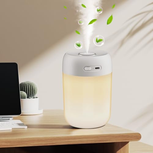Kissleaf Mini Room Humidifier 650 ml for Bedroom, Children's Room, Plants, 15 H Lonue Duration 28 dB Silent Baby Air Humidifier (Warm Light 1)