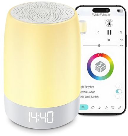 Máquina de ruido blanco para bebé, máquina de sonido inalámbrica con luz nocturna para niños, entrenamiento de sueño, dormitorio infantil