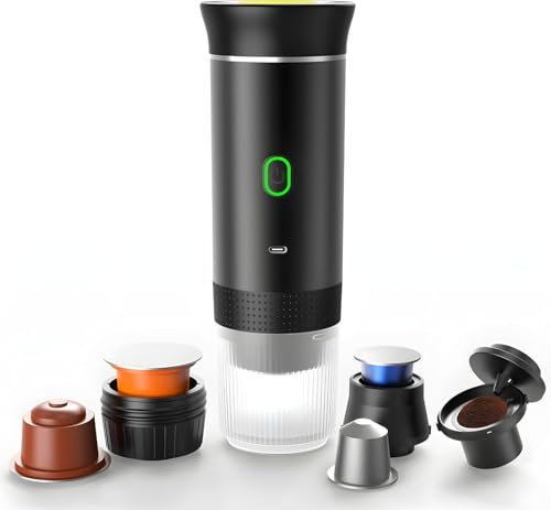SOUTH AREA Cafetière portable 3 en 1 compatible avec capsules Ness-preso, Dolce-Gusto et café moulu - Mini machine à café électrique avec chauffe-eau USB-C - Idéal pour les voyages, le camping et la