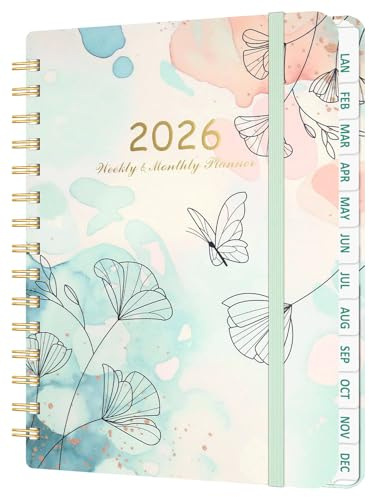 2026 Diary A5 Week to View Dated Planner, Jan-Dec 2026 Hardcover Daily To-Do List Notebook with Monthly Tabs, UK Holiday, 52 weeks Planning for Daily life, Work, Students(14.5 × 21 cm)