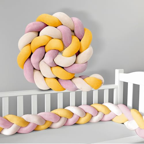 AZMAHT Cuscino Nodo Paracolpi Letto Paracolpi per Lettino Protezione Laterale Bordo Cuscino per Bambini Intrecciato Paracolpi Sponda Sponde Anticaduta,R9,150CM