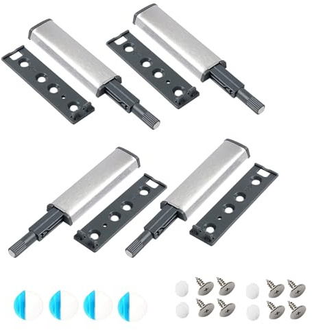 Dstarymnix Push to Open Door Catches, Push Open Latch para Puertas y Cajones Sistema Apertura Puertas a Presión Cierre Suave Cajones y Armarios Cocina Sin Tirador 4 Piezas, Drawer Closer, Cabinet Lock