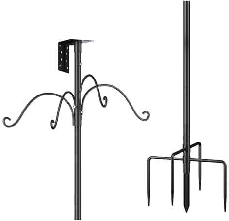 Pali per uccelli per esterni, altezza regolabile, in metallo, per mangiatoie per uccelli, 190 cm, supporto per colibrì per piante e nidificazione, stazione meteorologica, fiori, giardino, patio