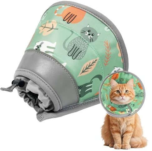 Soodyoow kattskrage, anti-slick kattskrage mot slickning, justerbar och vikbar, mjuka kattskragar efter operation, elisabethanskrage/konhalsband för katter och små hundar (mintgrön, L)