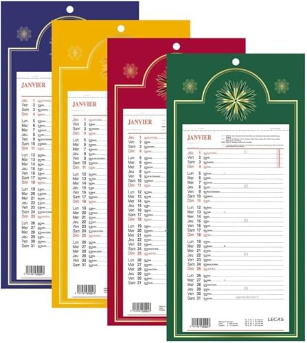 Lecas Une plaque Calendrier Mural Mensuel 2027, 20 x 38 cm, Couleur Aléatoire