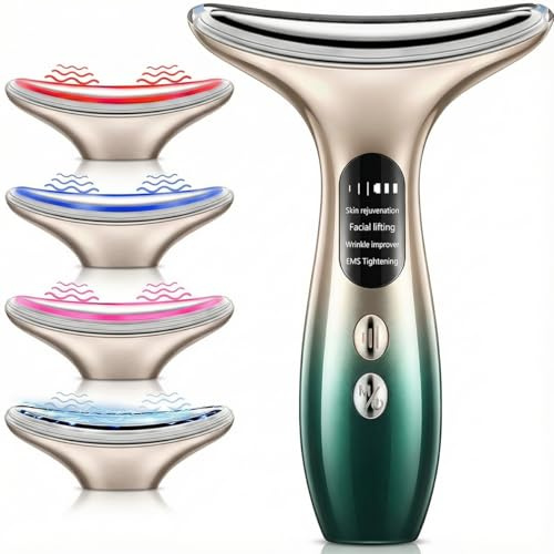 YUCEN Face Massager Electric Facial Lifting,Skin Tightening Neck Lift Device 4 LED Colors,4 Massage Modes EMS Microcurrent Tightening Machine,Anti-Wrinkle Face Toning Firming