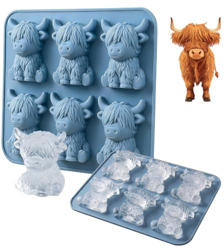 Mini Moule À Glaçons En Forme De Vache Des Highlands, Plateau De Moules À Glaçons En Silicone 3D En Forme De Vache Des Highlands, Plateau À G laçons Mignon Avec 6 Cavités En F orme D'animaux
