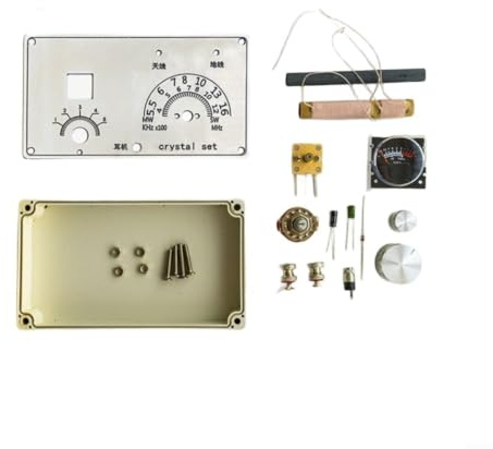 UTTASU DIY kristallradio byggsats, komplett set mineraldetektor radio för självbyggande för nybörjare, lärorik elektronikmetall (A)