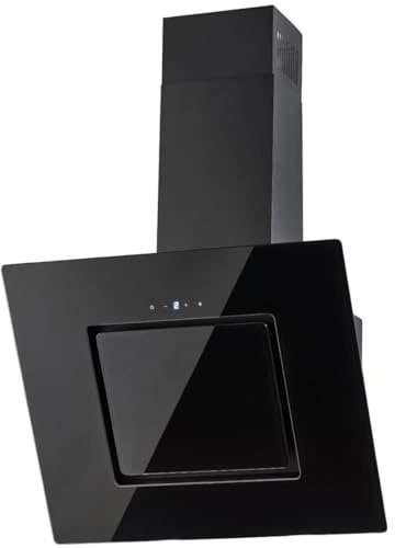 PKM Schräghaube S26-60BBTY | Dunstabzugshaube | Wandhaube | Abluft | Umluft | Schwarzes Glas | Touch Control | 60cm