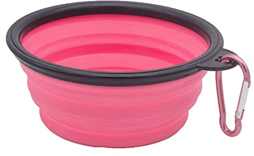 Camping Bowl Collapsible Dish Foldable Travel Portable Pop Up Silicone Hiking Walking Outdoor (Pink)