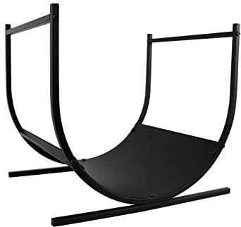 XMTECH Étagère à bois de cheminée en métal - Étagère à bois de chauffage - Étagère à bois de chauffage en forme de U - Pour l'intérieur et l'extérieur - Noir - 44,5 x 40 x 37,5 cm