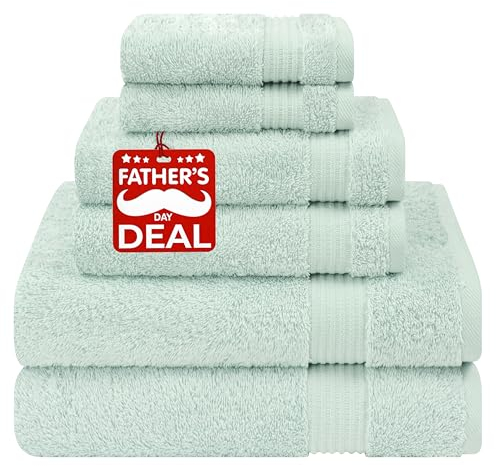 Cotton Paradise 6-teiliges Handtuch-Set, 100% Baumwolle, weich, saugfähig, türkische Handtücher für Badezimmer, 2 Badetücher, 2 Handtücher, 2 Waschlappen, Minzhandtuch-Set