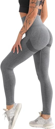 Lishang Legging de Sport Femme Push Up Leggings Taille Haute Scrunch Butt Lift Yoga Pantalon Sport Compression Collants Opaque Slim Fit