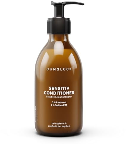 JUNGLÜCK Sensitiv Conditioner 250ml - Vegan | Ohne Silikone & Mikroplastik - Spendet Haaren & Kopfhaut intensiv Feuchtigkeit und verbessert die Kämmbarkeit | Haarspülung mit BIO Mandelöl & Panthenol