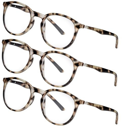 LEXXOO - Stilvolles 3 Pack Lesebrille in Dunkel-Braun Havanna +1,5 Dioptrien - Klare Sicht dank hochwertiger Gläser – Leichtes und modernes Design - Fertiglesebrille für angenehmes Lesen und Arbeiten