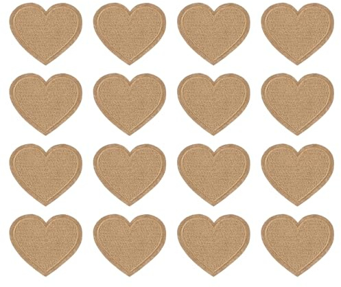 PATIKIL Termoadesive Toppe 10pz Forma Cuore Cuci Toppa Ricamate Amore Applique Abbellimenti per Abbigliamento Giacche Cappello Zaino Riparazione Decorazioni Cachi