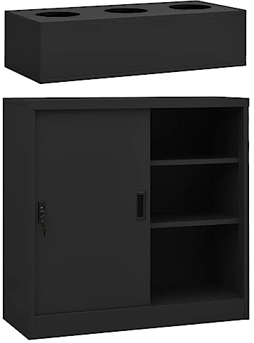 BUKSCYJS Schränke, Sideboards, Schränke mit Türen und Regalen,Schrank mit Schiebetüren & Pflanzkasten Anthrazit Stahl