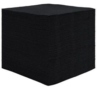 UKEENOR Black Cocktail Napkins Disposable Beverage Bar Napkins Linen-Like Bulk Square Napkins for Party or Wedding 4inchx 4inch Folded 100 Count