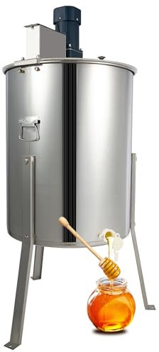 Garbenat Elektrische Honigschleuder 4 Rähmchen Honigextractor 140W Edelstahl Tangentialschleuder Wabenhonig Imkerschleuder mit Deckel & Klammern Bienenzüchter Zubehör für Honigindustrie