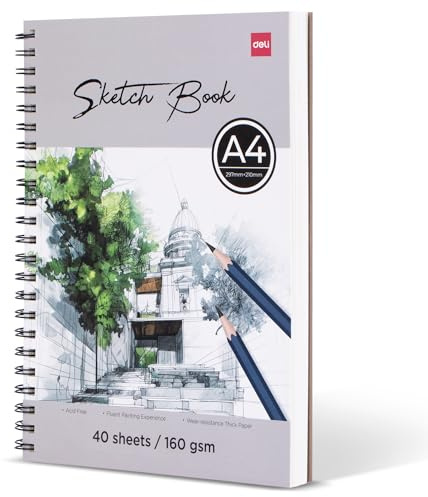 deli A4 skissblock, 160 g/m², 40 ark/80 sidor (stående format)