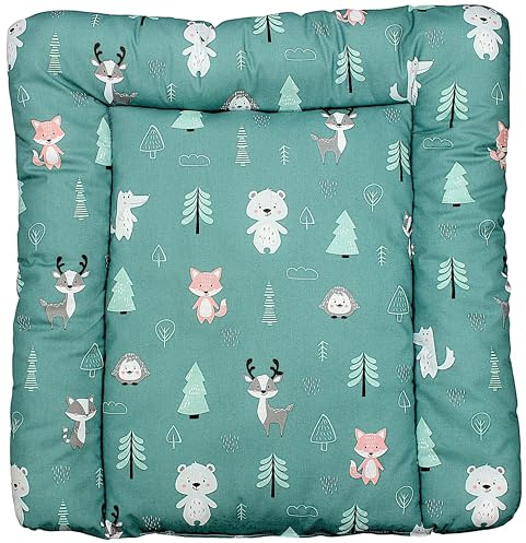 TupTam Colchón para Cambiador para Bebés Niños y Niñas, Bosque/Zorro/Corzo/Erizo/Osito/Verde, 70 x 50 cm