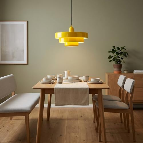 BARCELONA LED Lampada a Sospensione MACARRON Giallo a 3 Livelli, Metallo Ferro, Stile Bauhaus Minimalista, Illuminazione Indiretta Antiabbagliamento, Classica Vintage Moderna e Lusso Contemporaneo E27