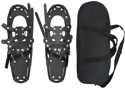 vidaXL 3 i 1 snöskor Svart 25 tum Aluminium och HDPE, Trädgård och terrass, Justerbar snöutrustning, Vinter sportutrustning, Utomhusvandring kit, Kyla klimat tillbehör, Trekking kit