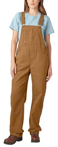 Dickies, dam, hängselbyxor i avslappnad stil med raka ben, Rinsed Brown Anka, XXL
