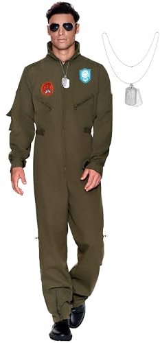 Spooktacular Creations Men’s Fighter Pilot Costume, Pilot Costume Men, Flight Suit with Accessory for Halloween Costume (Small)