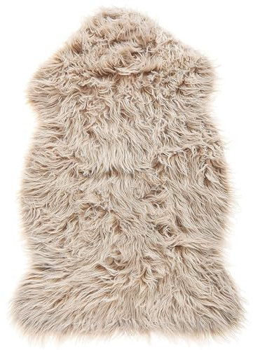 Pelle sintetica di pecora colore beige 63 x 95 cm