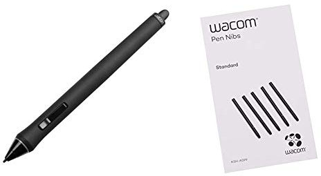 Wacom KP-501E-01 - Bolígrafo Digital para Tablet (Nivel de presión: 2048), Negro + ACK-20001 - Punta de bolígrafo Digital (Pack de 5 Unidades)