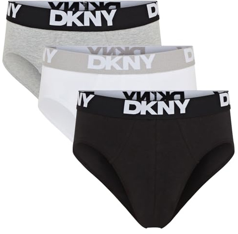 DKNY Mens Kelso Briefs, Black/White/Grey, M UK