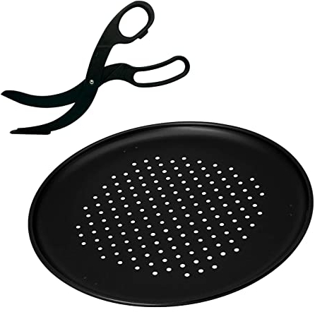 Zenker Set de Pizza, incluye Molde para Pizza Perforado de 32 cm y Tijeras para Cortar Porciones de Pizza 25 cm con Mango Ergonómico y Antideslizante…