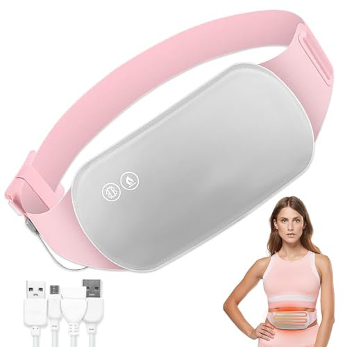 mizikuu Cuscinetto Riscaldante Mestruale, Fascia Riscaldante Dolori Mestruali Heating Pad con 3 Livelli di Calore e Massaggio Sollievo dal Dolore Alla Schiena e dai Crampi del Periodo
