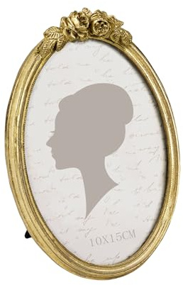 Sunlit Vintage Picture Frame 4x6 Antique Picture Frame Glass Front Table Wall Hanging, Gold