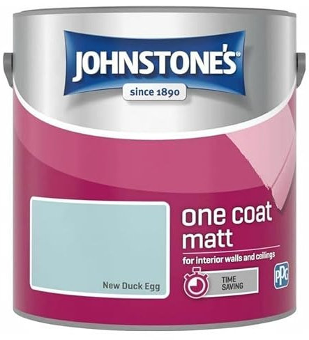 Johnstones New Duck Egg Matt Green Emulsion Paint For Walls & Ceilings 2.5L