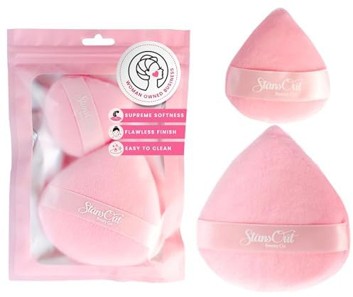 StansOut Beauty Velvet Makeup Puff Set (2-Pack) - Luxuriously Soft Powder Puffs for Seamless Face Makeup Application - Premium Quality - Perfect for Flawless On-the-Go Touch-Ups