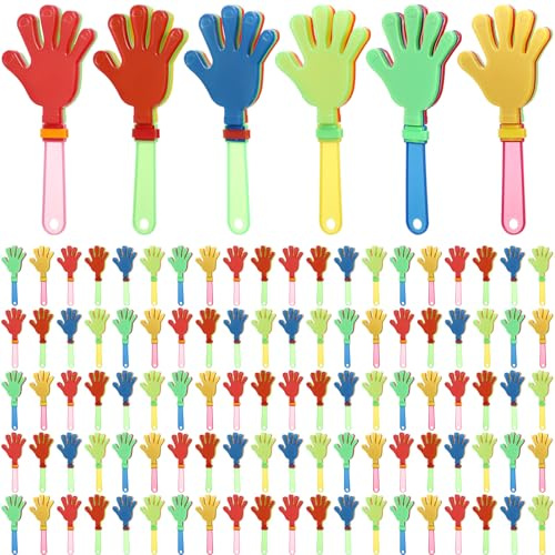 ZCYSRLQIN 100 Pcs Colorful Hand Clappers 7.5 Inch Clappers Noisemakers Noise Makers Party Favors Plastic Clapper Sporting Events Cheers Ball Dance Basketball Football Noisemakers （Colorful）