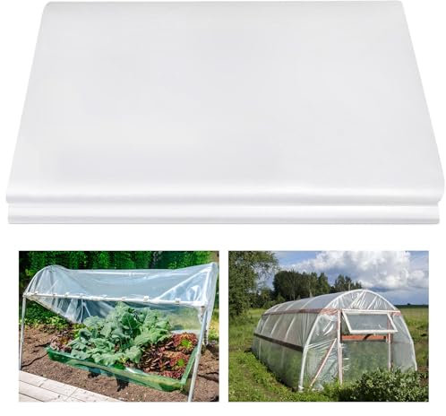 2 x 3M Plástico Invernadero Transparente, Extra Gruesa Láminas de Polietileno de Efecto Invernadero de Plastico Cubretodo, Lona Transparente Exterior Cubierta de Plastico para Huerto Plantas Jardín