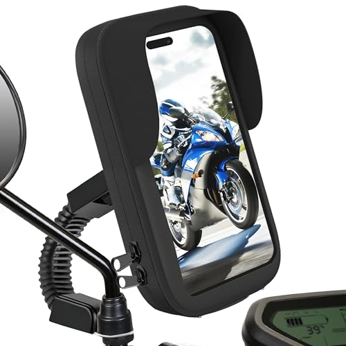 Roller handyhalterung motorrad spiegel wasserdicht handytasche mit Visier Kompatibel mit Smartphones bis zu 7,5 Sichere und stabile Befestigung am Rückspiegel Totaler Schutz Vibrationsbeständig