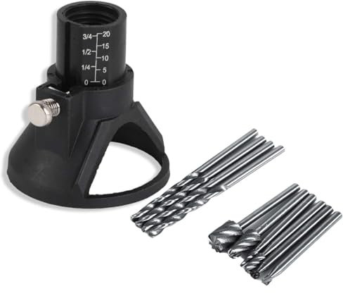 Electric Grinder Locator Drill Holder,4pcs Drill Bits 6pcs Hss Wood Milling Burrs,Rotary Multi Tool Cutting Guide Attachment Kit Metal Mini Rotary Drill Guide Routing Router Bits B