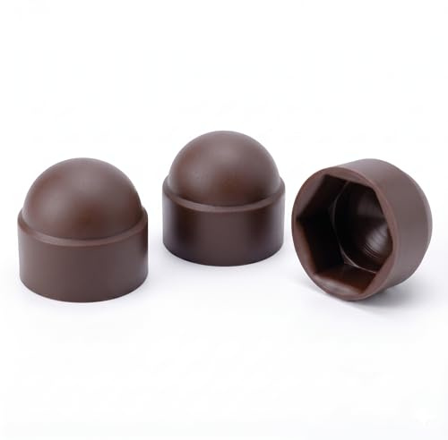 Capuchons de Protection pour Vis M8 - pour Clé de 13 mm - Marron en Plastique - 50 Pièces - Cache-écrous Hexagonaux