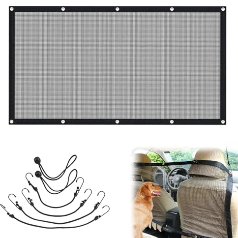 NCOALE Dog Car Barrier, Dog Guard for Car Boot Universal Guards for Cars Pet Divider Safety Net with Adjusting Rope and Hook for SUV Pickup and Small Car (115 * 62cm)