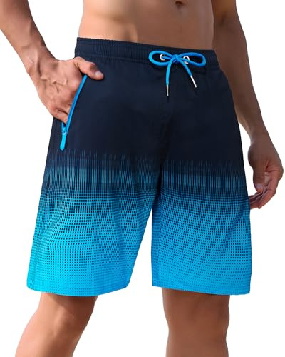 APTRO badshorts för män, brädshorts med dragkedjefickor, snabbtorkande strandshorts, tonade badshorts med nätfoder