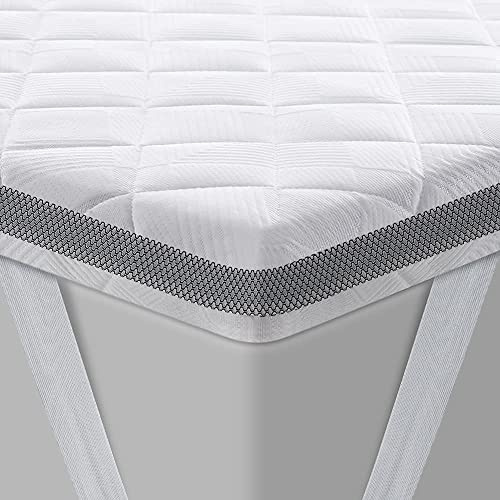 BedStory Topper 200x200 cm H4/H5, 7,5 cm Höhe Harter Schaumkern, atmungsaktiver 3D-Netz Bezug, bequemer Matratzentopper für Boxspringbett und unbequeme Betten Schlafsofa